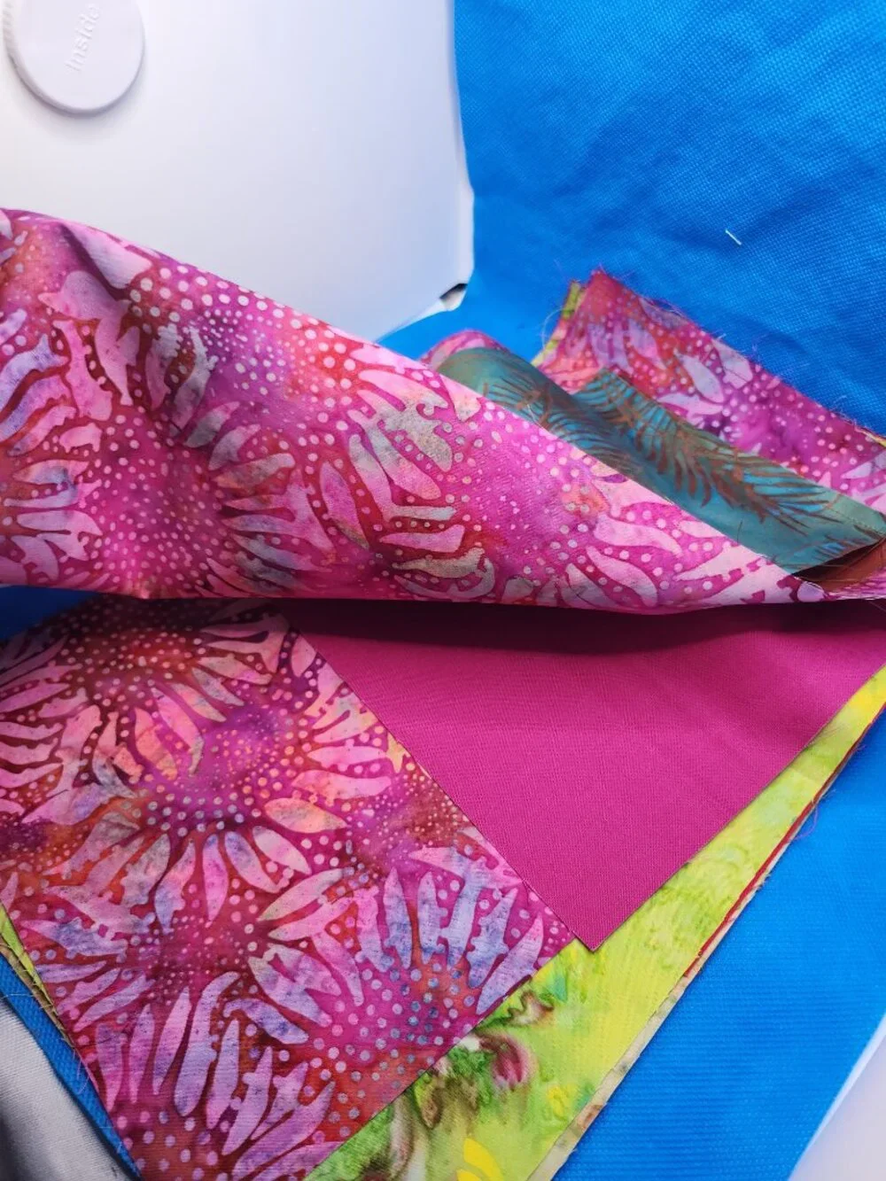 Lot 107 Fabric Pieces Batik and  Solid Assorted Colors Patterns Size